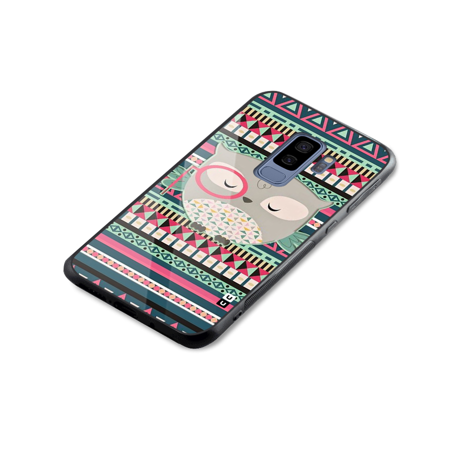 Owl Cute Pattern Glass Back Case for Galaxy S9 Plus