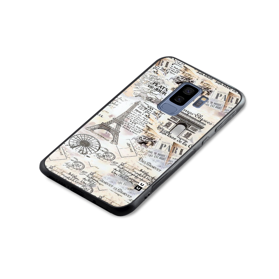 Paris Paper Glass Back Case for Galaxy S9 Plus