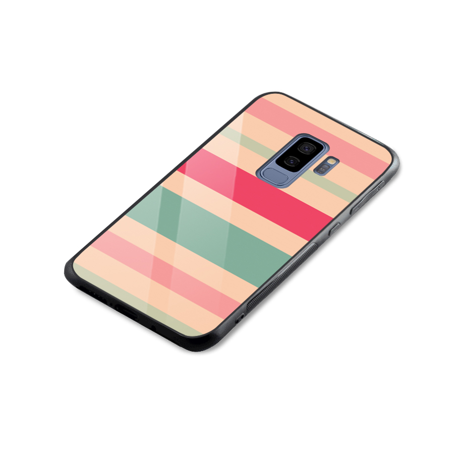 Pastel Stripes Vintage Glass Back Case for Galaxy S9 Plus