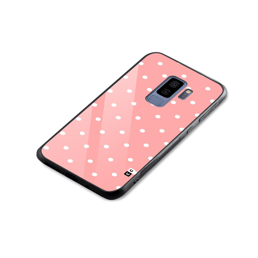 Peach Polka Pattern Glass Back Case for Galaxy S9 Plus
