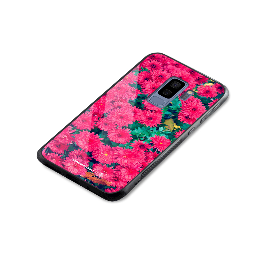 Pink Flowers Glass Back Case for Galaxy S9 Plus