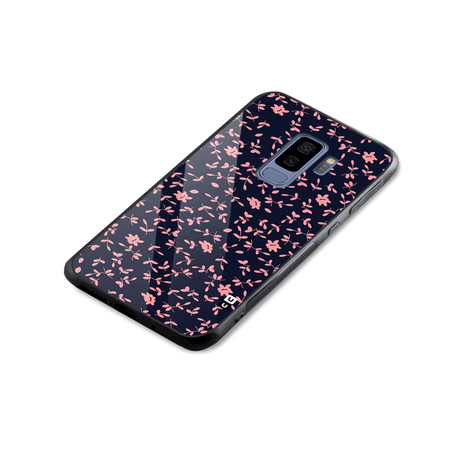 Pink Plant Design Glass Back Case for Galaxy S9 Plus