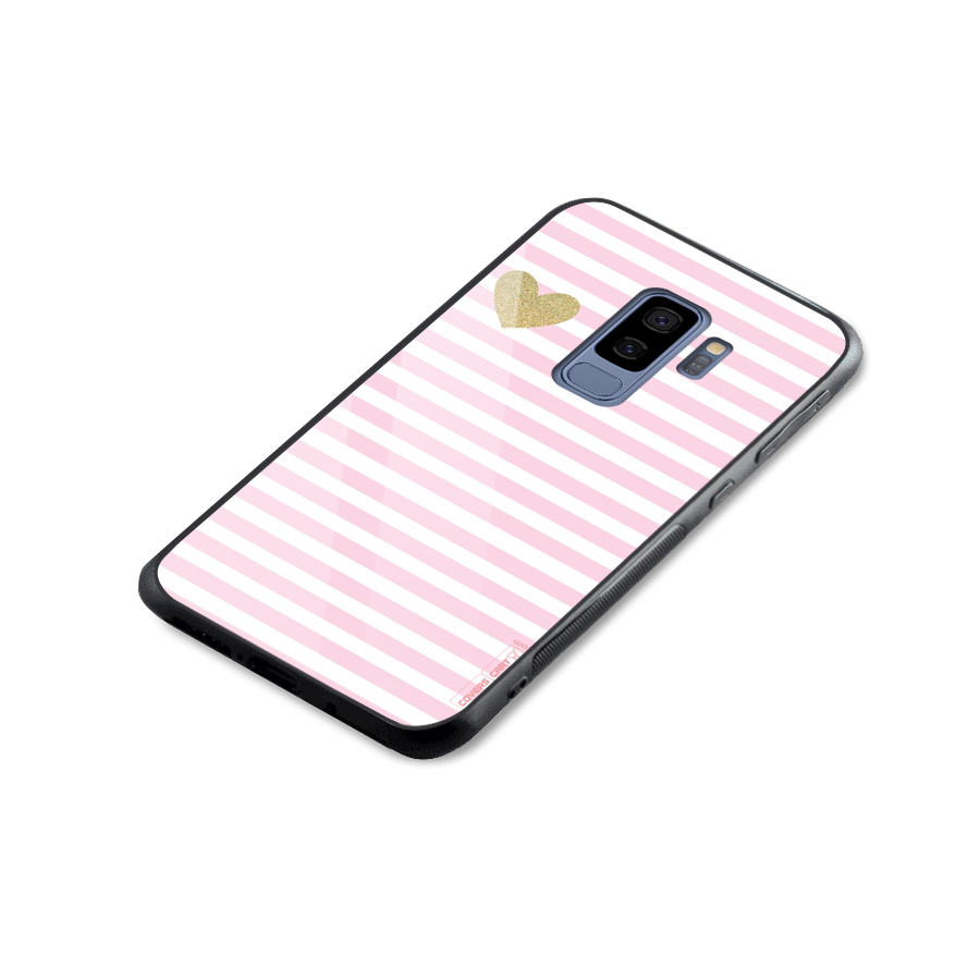 Pink Stripes Glass Back Case for Galaxy S9 Plus