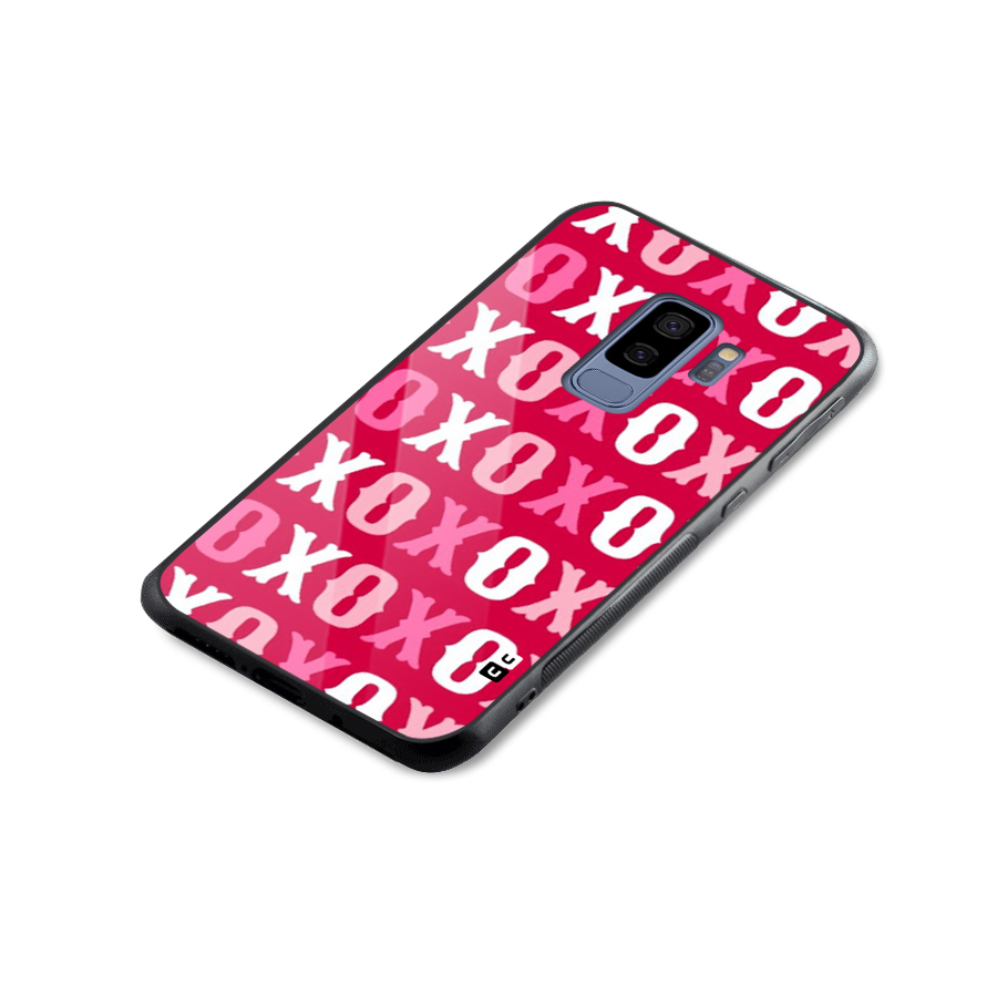 Pink White Xoxo Glass Back Case for Galaxy S9 Plus