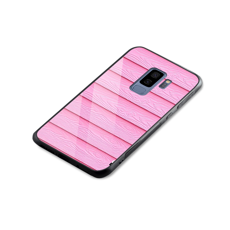 Pink Wood Glass Back Case for Galaxy S9 Plus