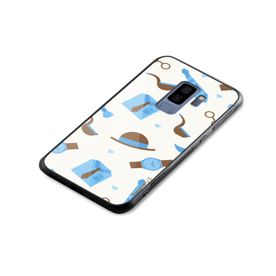 Pipe Hat Watch Pattern Glass Back Case for Galaxy S9 Plus