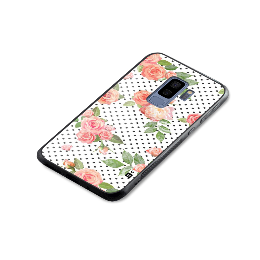 Polka Bloom White Glass Back Case for Galaxy S9 Plus