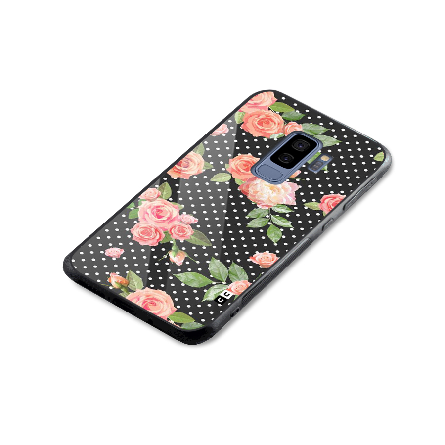 Polka Peach Glass Back Case for Galaxy S9 Plus