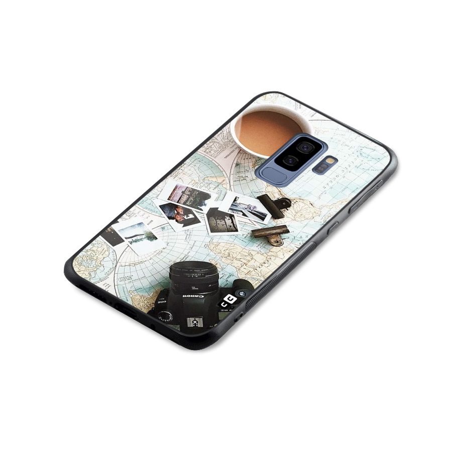 Post Stamps Travel Glass Back Case for Galaxy S9 Plus