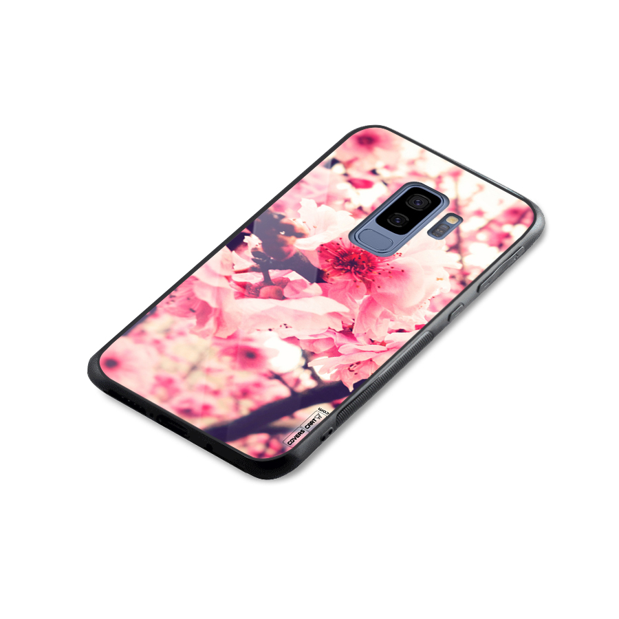 Pretty Pink Flowers Glass Back Case for Galaxy S9 Plus