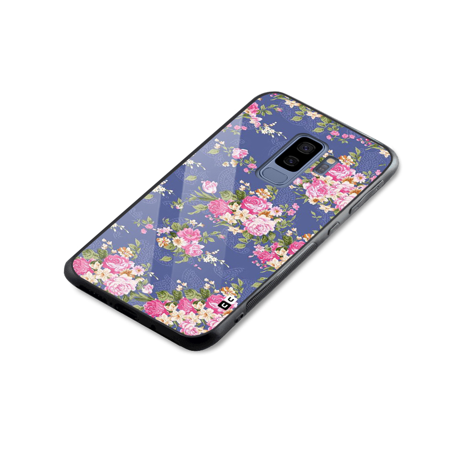 Purple Pink Floral Glass Back Case for Galaxy S9 Plus