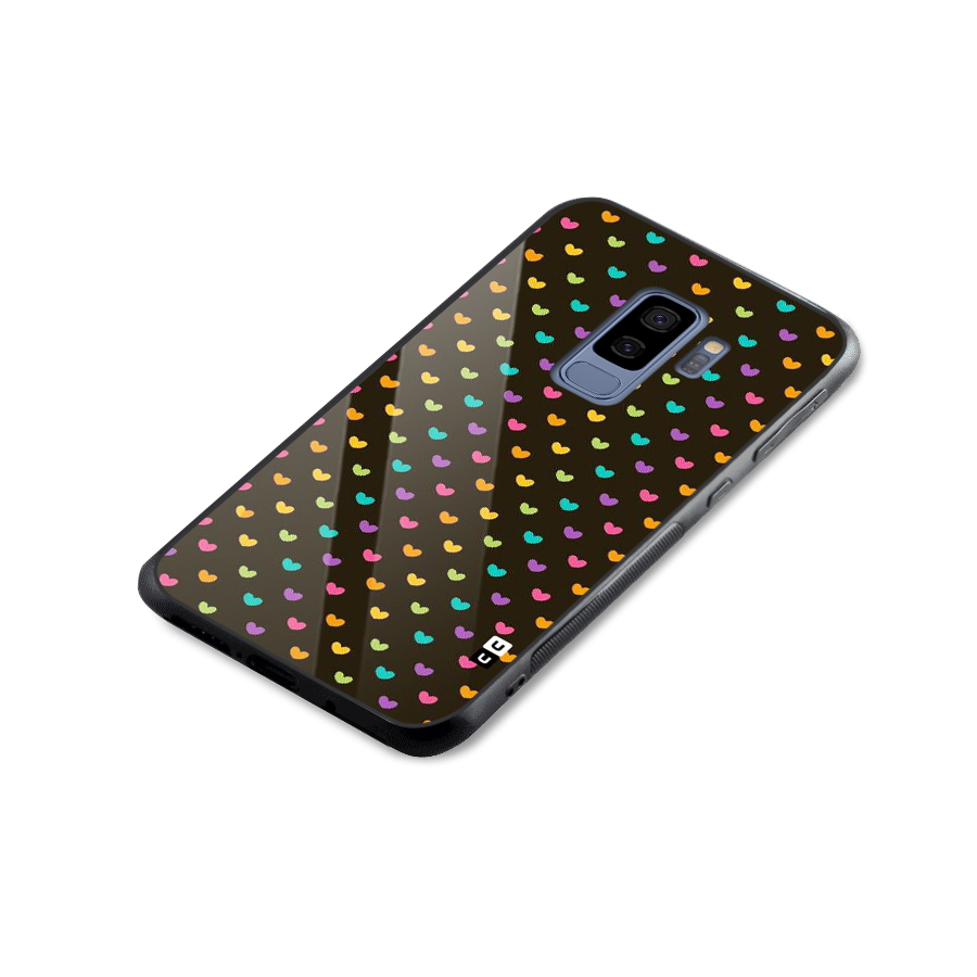 Rainbow Hearts Glass Back Case for Galaxy S9 Plus