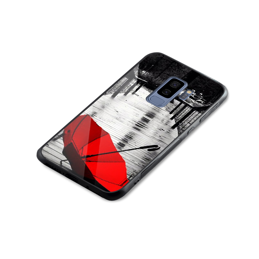 Rainy Red Umbrella Glass Back Case for Galaxy S9 Plus