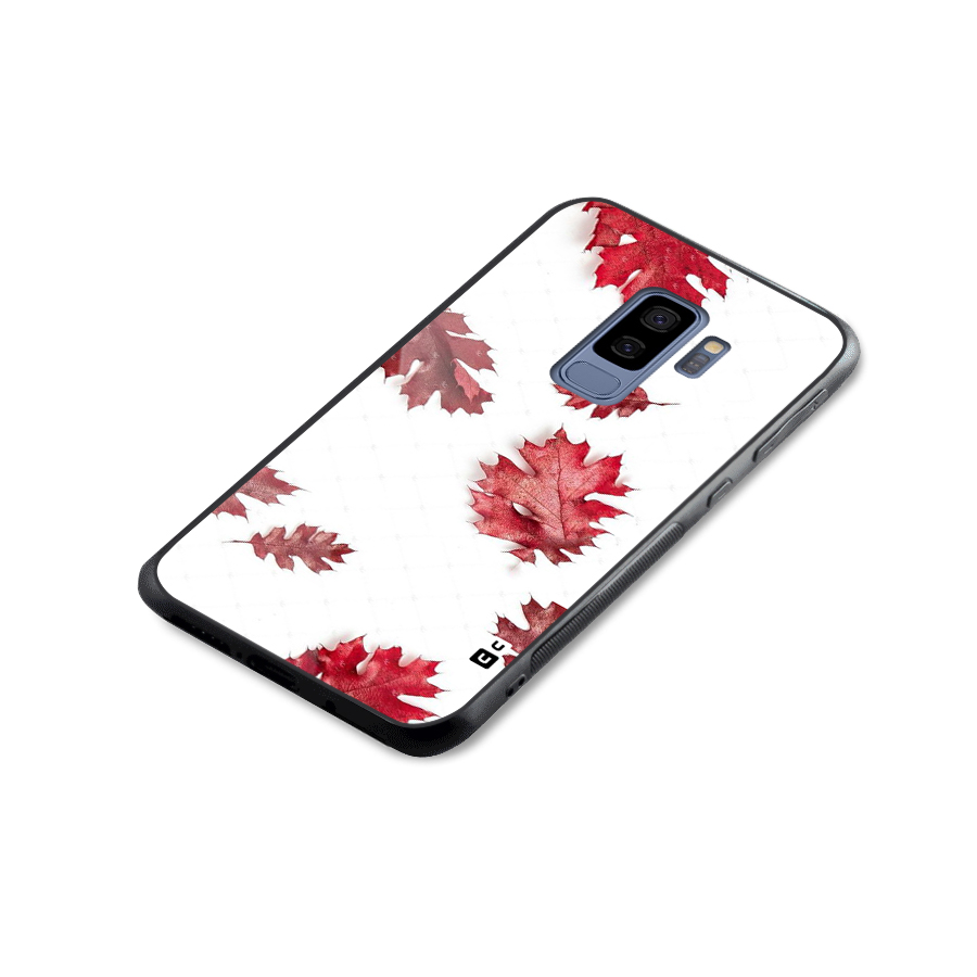 Red Appealing Autumn Leaves Glass Back Case for Galaxy S9 Plus