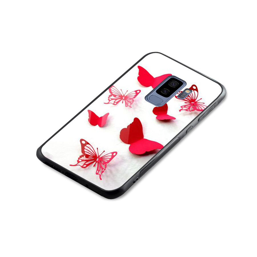 Red Butterflies Glass Back Case for Galaxy S9 Plus