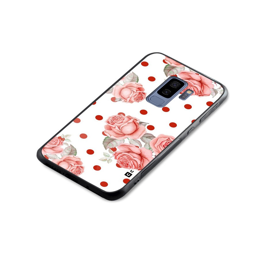 Red Peach Shade Flowers Glass Back Case for Galaxy S9 Plus