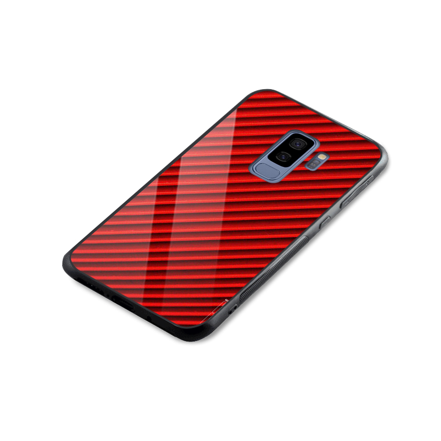 Red Rugged Stripes Glass Back Case for Galaxy S9 Plus