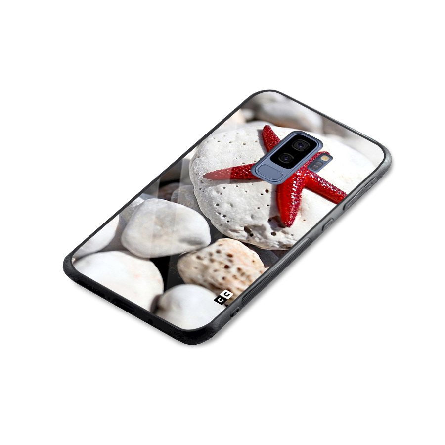 Red Star Fish Glass Back Case for Galaxy S9 Plus
