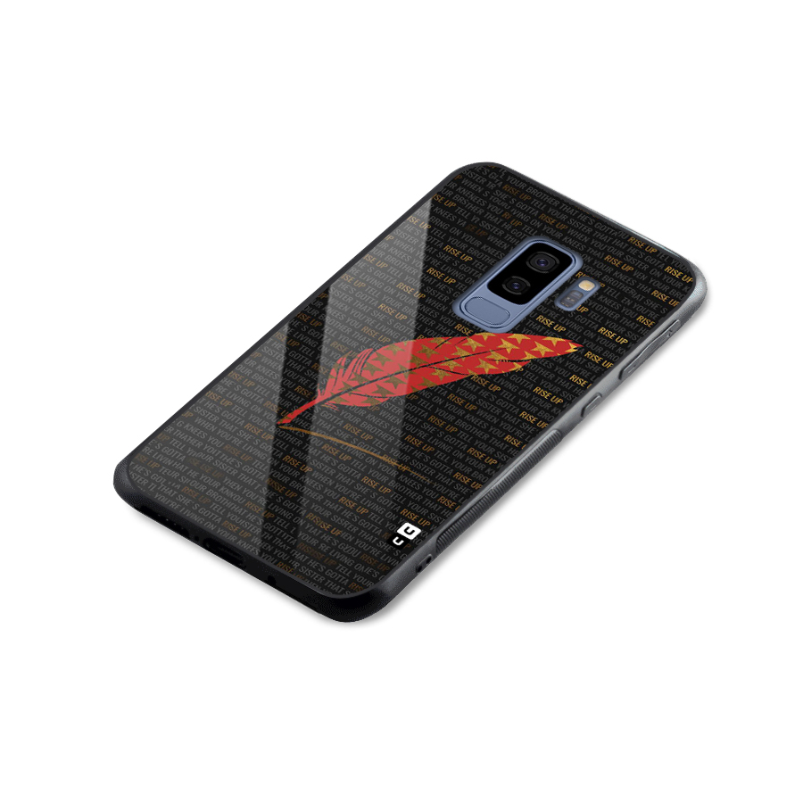 Rise Up Feather Glass Back Case for Galaxy S9 Plus