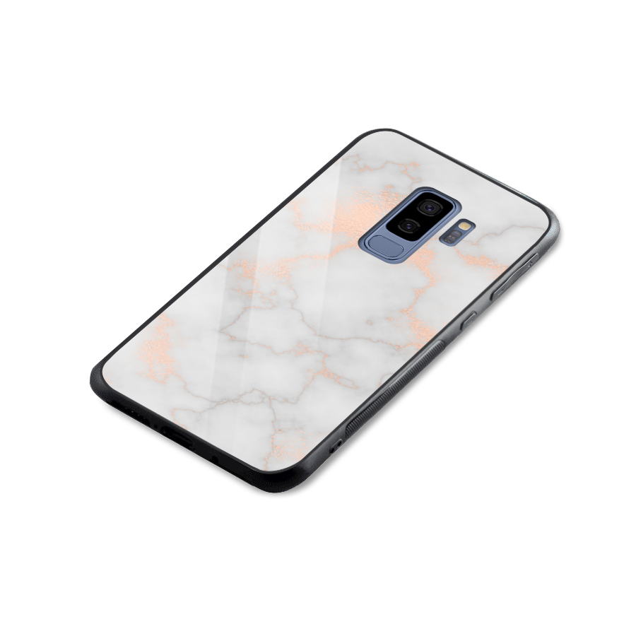 RoseGold Marble Glass Back Case for Galaxy S9 Plus