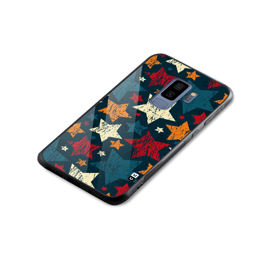 Rugged Star Design Glass Back Case for Galaxy S9 Plus