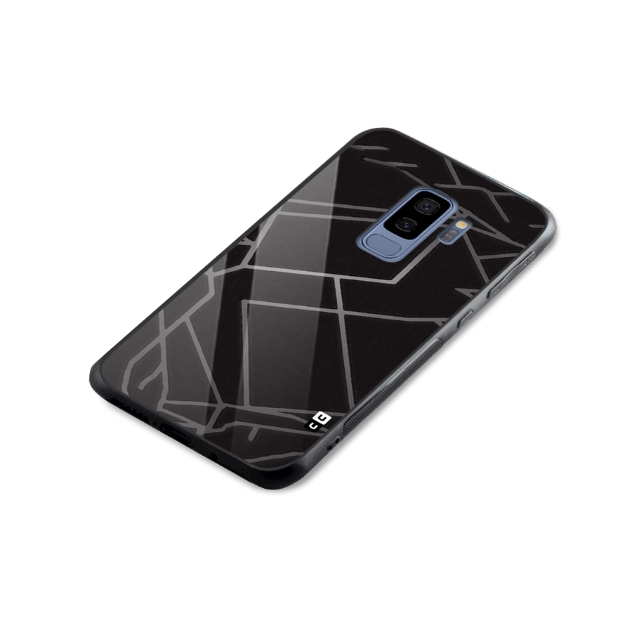 Silver Angle Design Glass Back Case for Galaxy S9 Plus