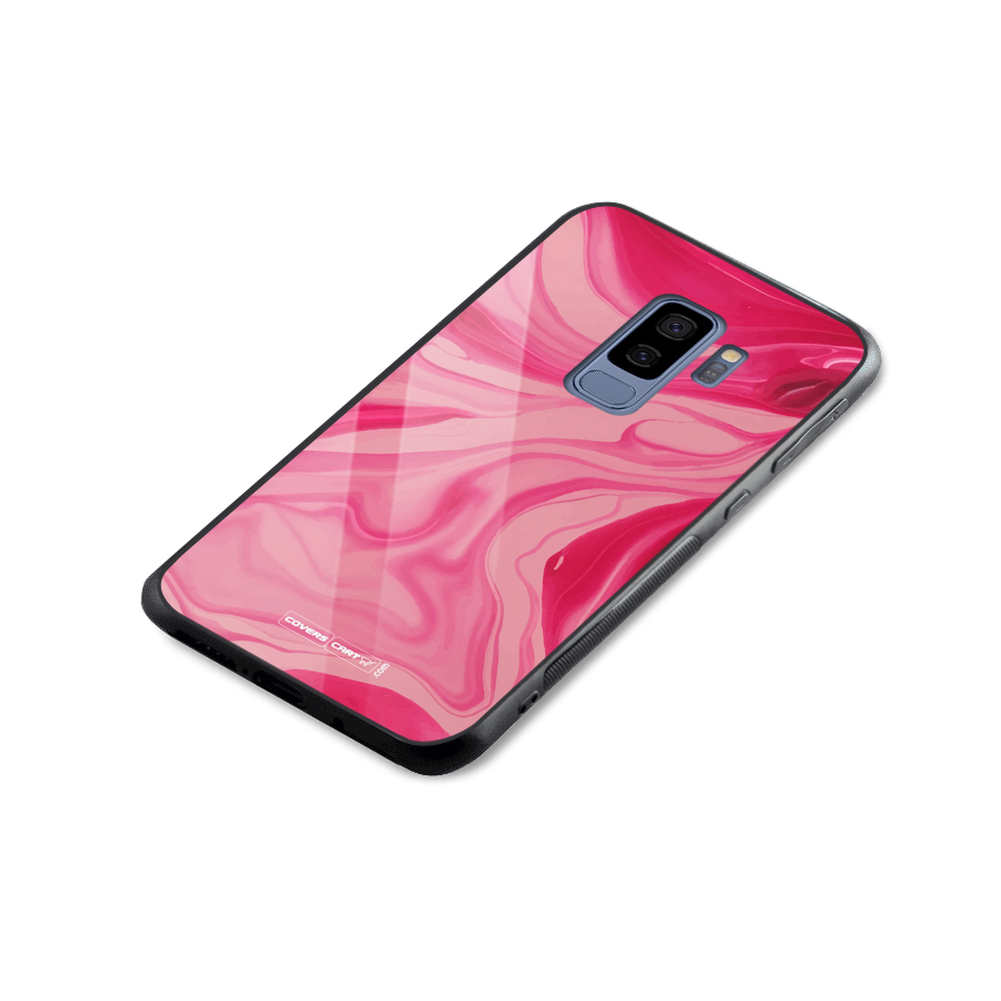 Sizzling Pink Marble Texture Glass Back Case for Galaxy S9 Plus