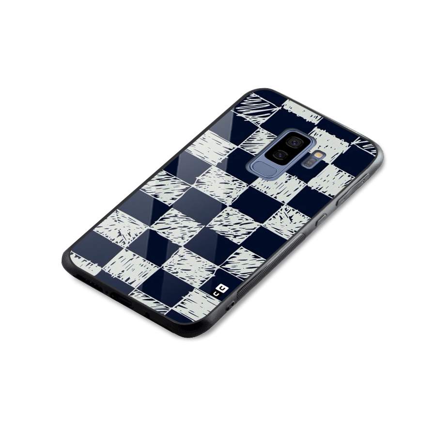 Sketchy Check Design Glass Back Case for Galaxy S9 Plus
