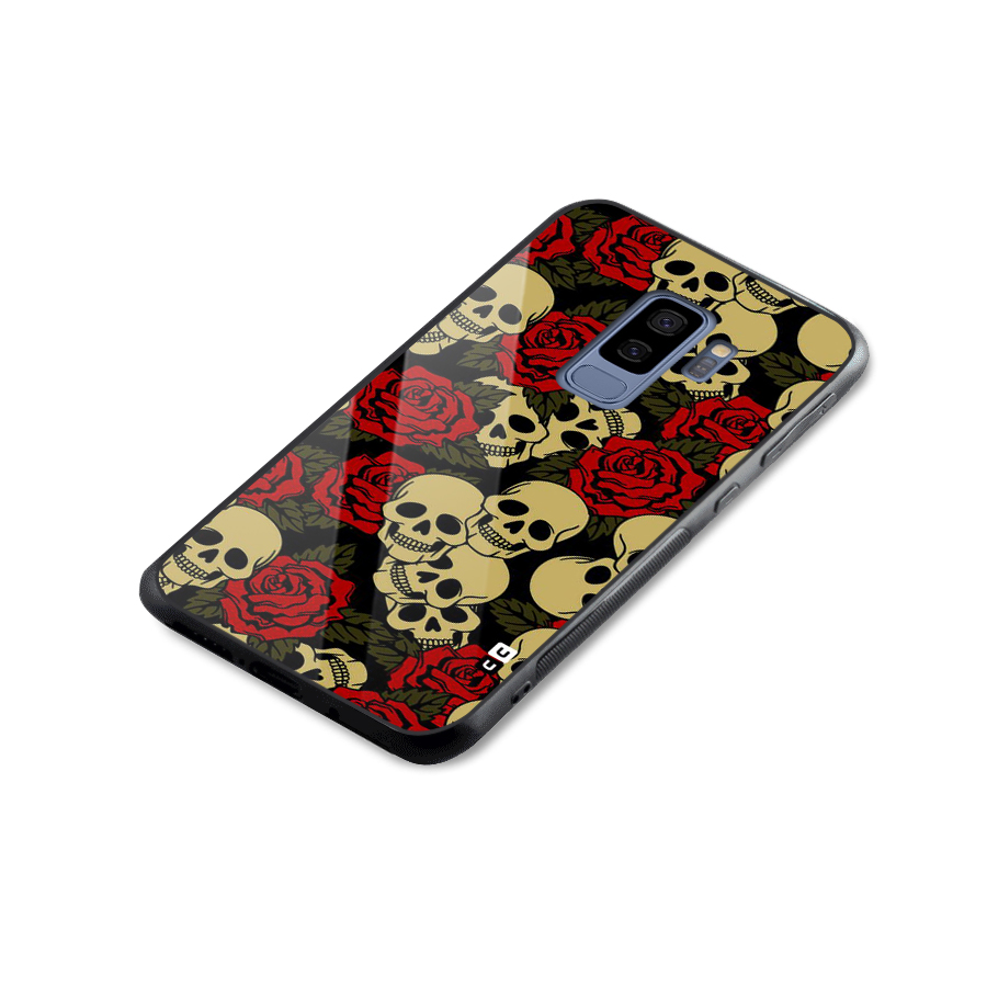 Skulled Roses Glass Back Case for Galaxy S9 Plus