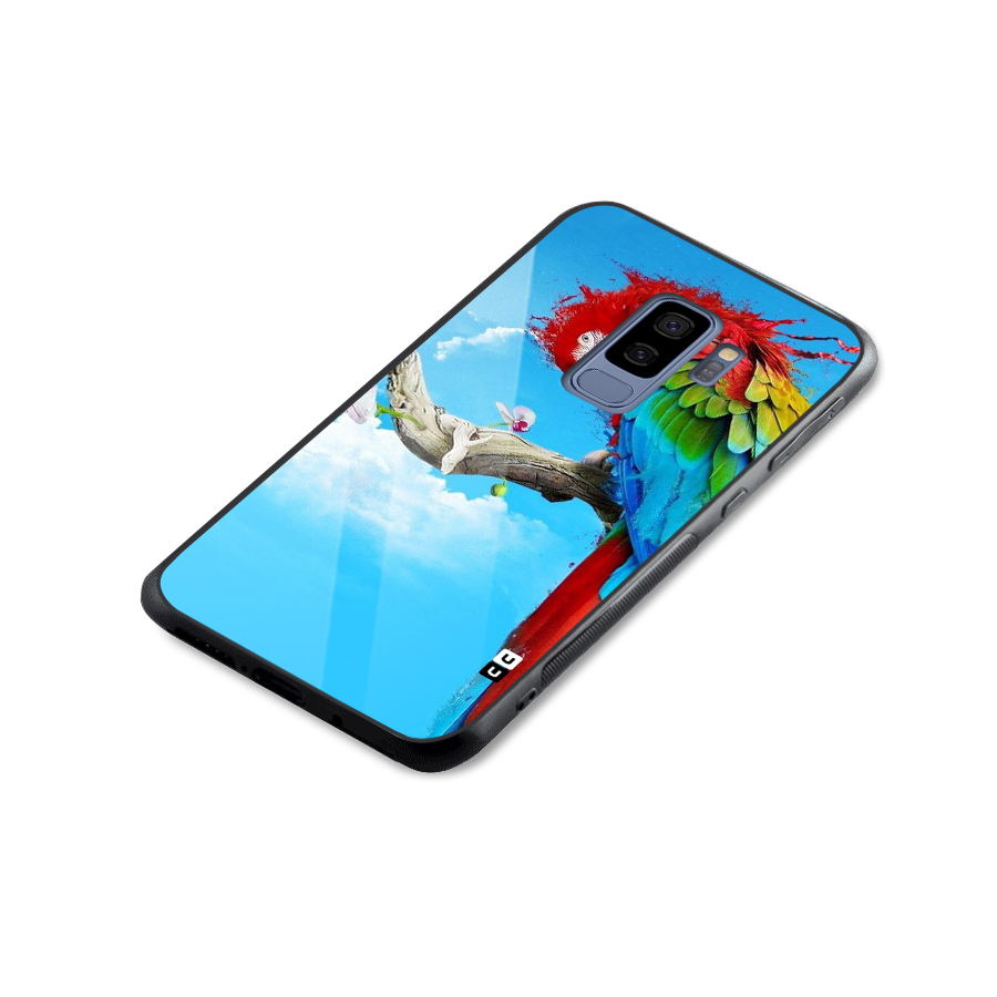 Sky Parrot Glass Back Case for Galaxy S9 Plus