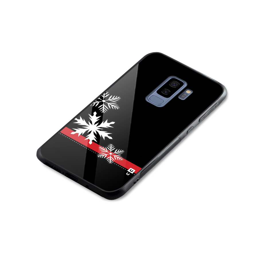Snowflake Ribbon Glass Back Case for Galaxy S9 Plus