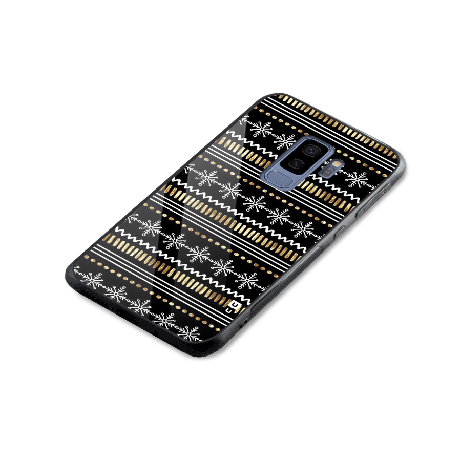 Snowflakes Gold Glass Back Case for Galaxy S9 Plus