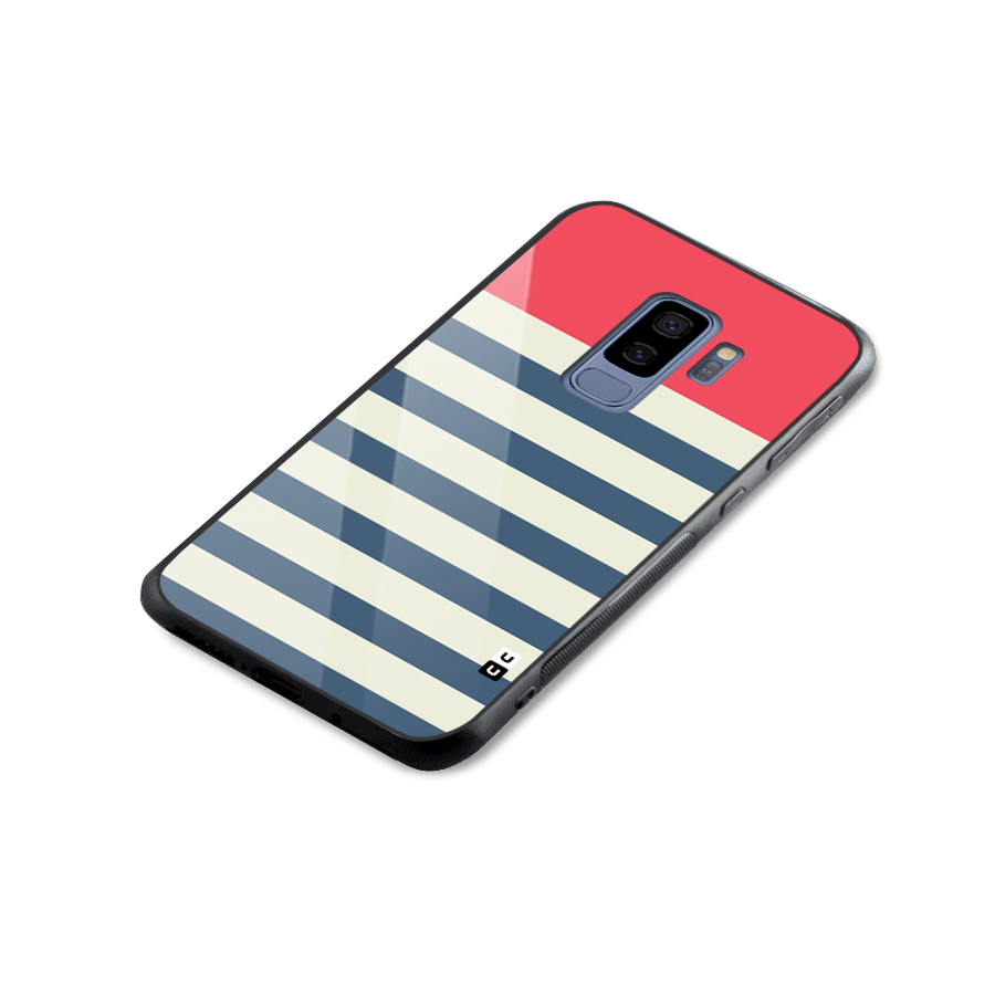Solid Orange And Stripes Glass Back Case for Galaxy S9 Plus