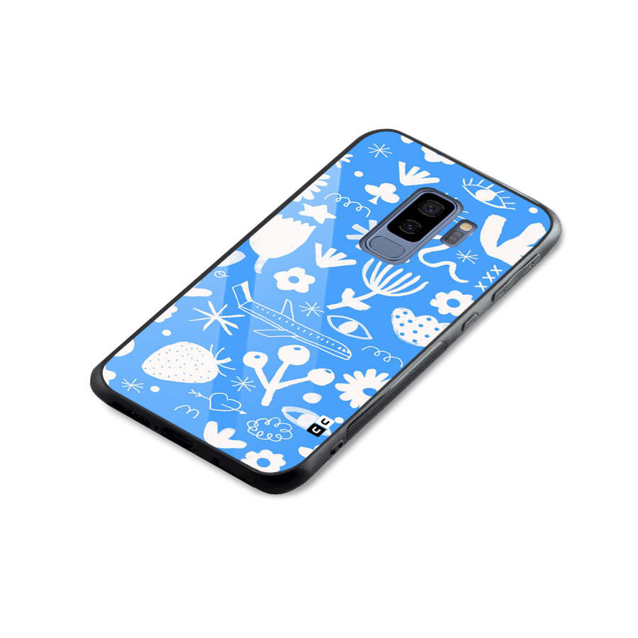 Space Blue Pattern Glass Back Case for Galaxy S9 Plus