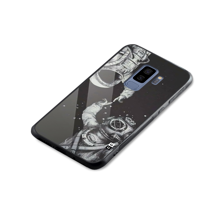 Space Meeting Glass Back Case for Galaxy S9 Plus