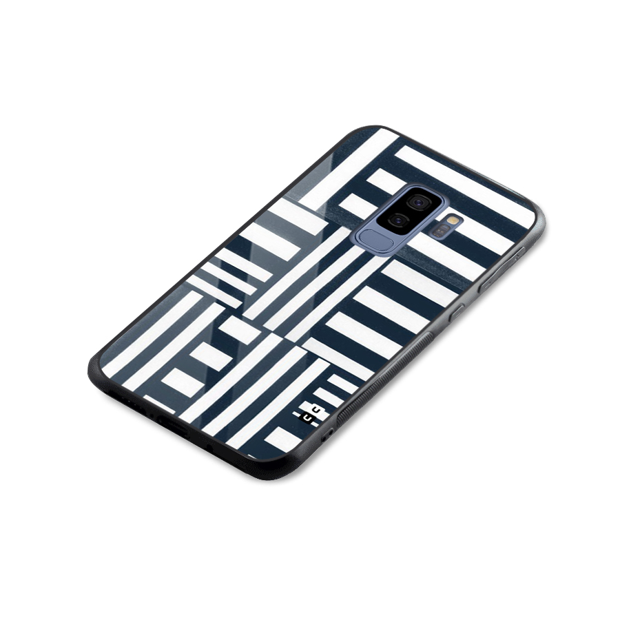 Square  Stripes Glass Back Case for Galaxy S9 Plus
