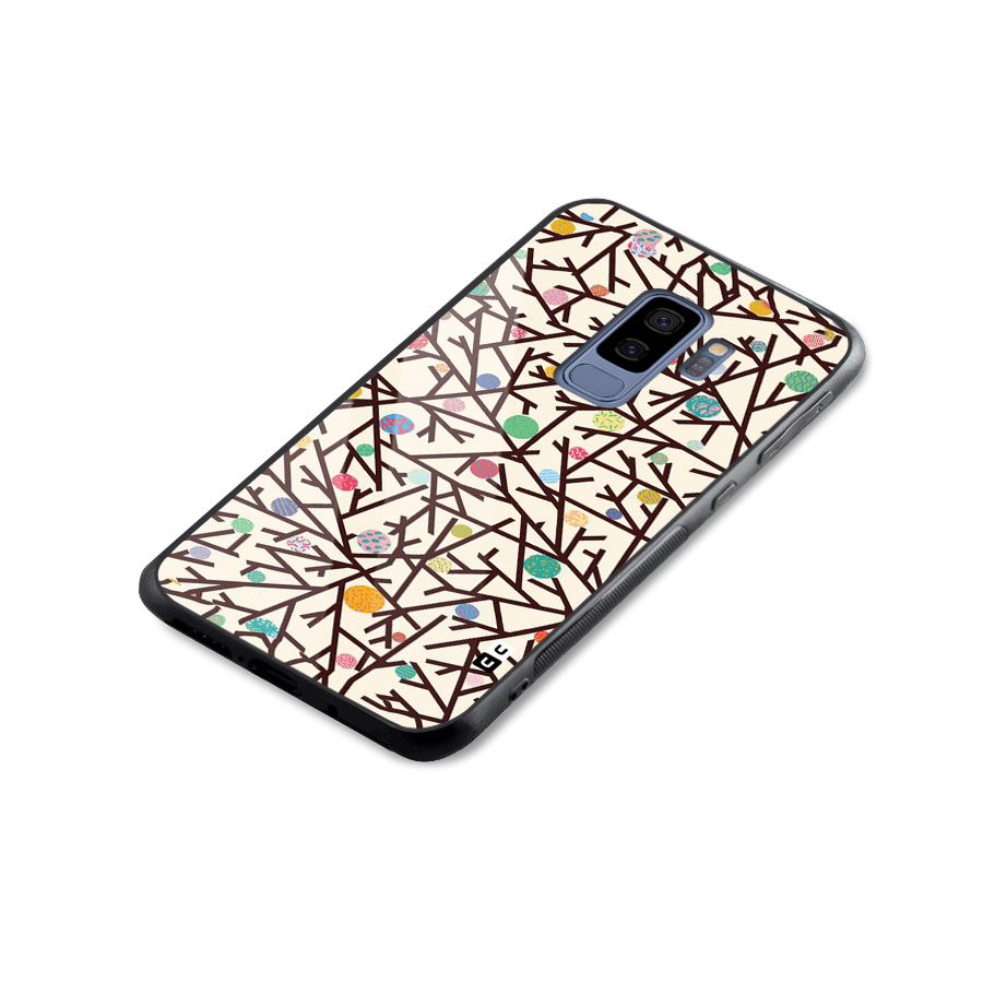 Stem Pattern Glass Back Case for Galaxy S9 Plus