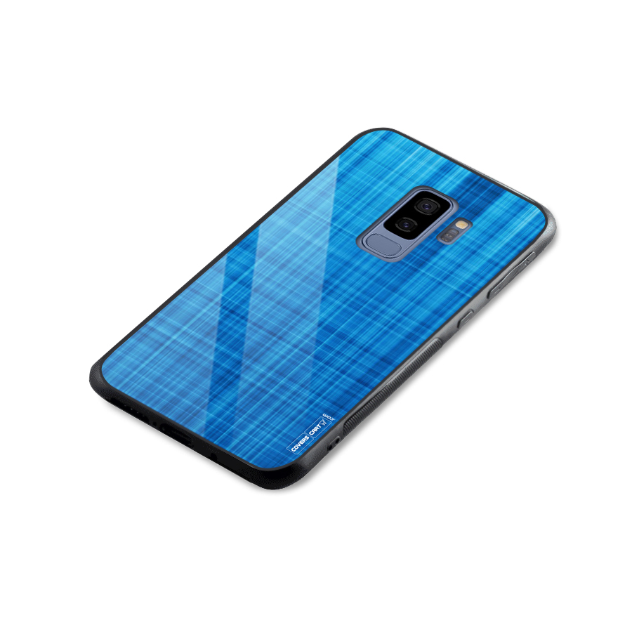 Stripe Blue Abstract Glass Back Case for Galaxy S9 Plus