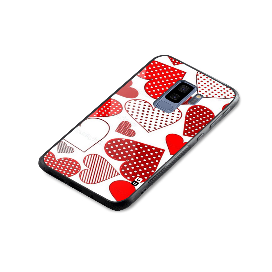 Style Hearts Glass Back Case for Galaxy S9 Plus