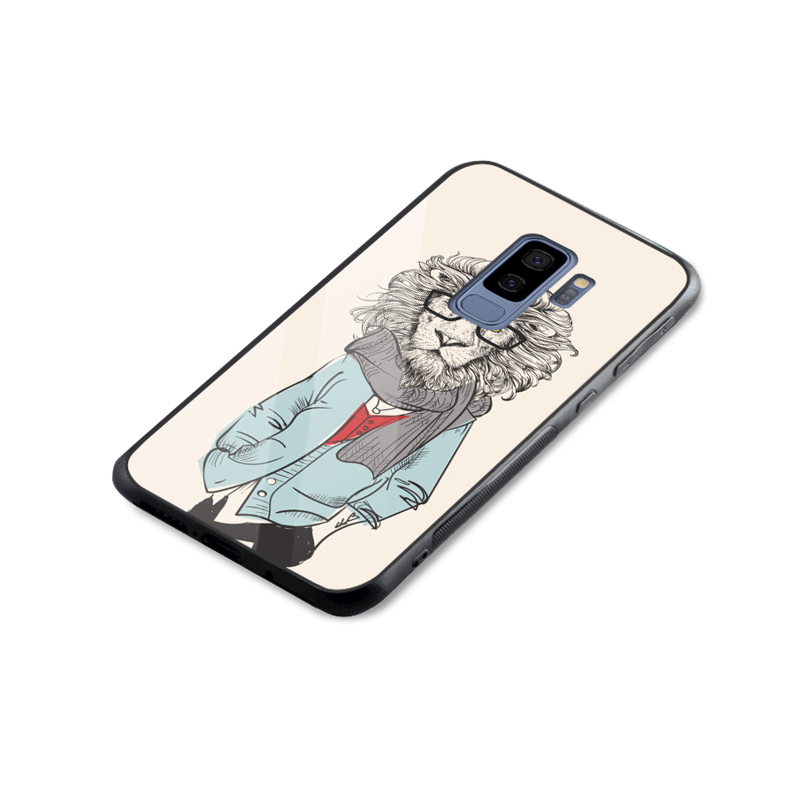 Stylish Lion Glass Back Case for Galaxy S9 Plus