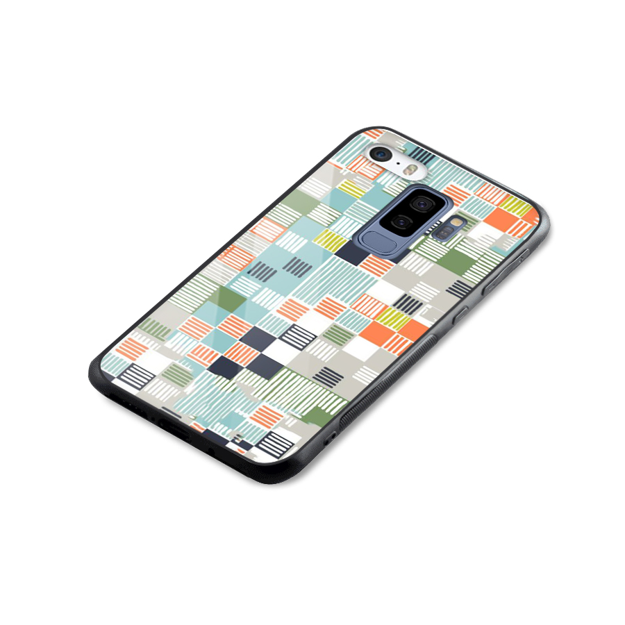 Tiny Boxes Stripes Glass Back Case for Galaxy S9 Plus
