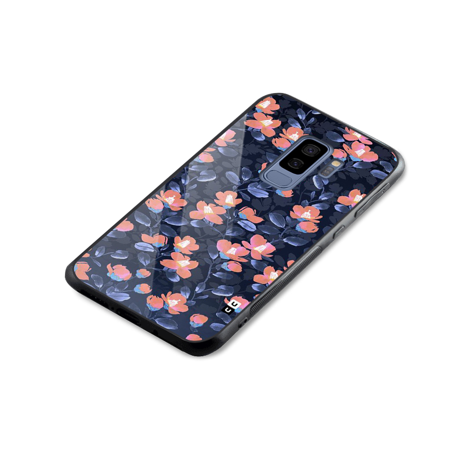 Tiny Peach Flowers Glass Back Case for Galaxy S9 Plus