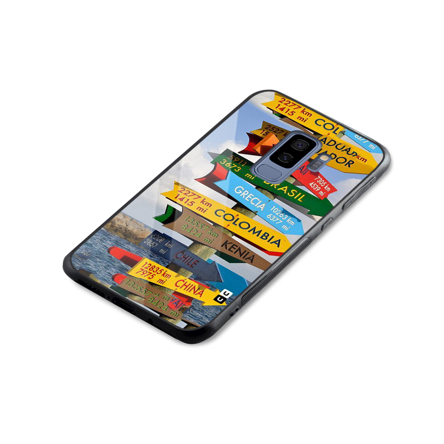 Travel Directions Glass Back Case for Galaxy S9 Plus