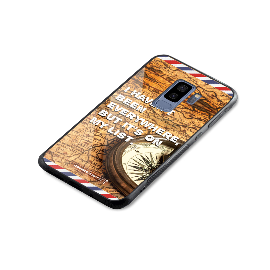 Travel Map Glass Back Case for Galaxy S9 Plus