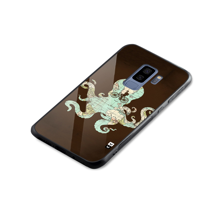Travel Octopus Glass Back Case for Galaxy S9 Plus
