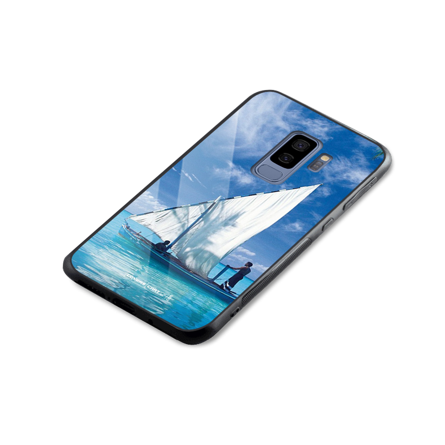 Travel Ship Glass Back Case for Galaxy S9 Plus