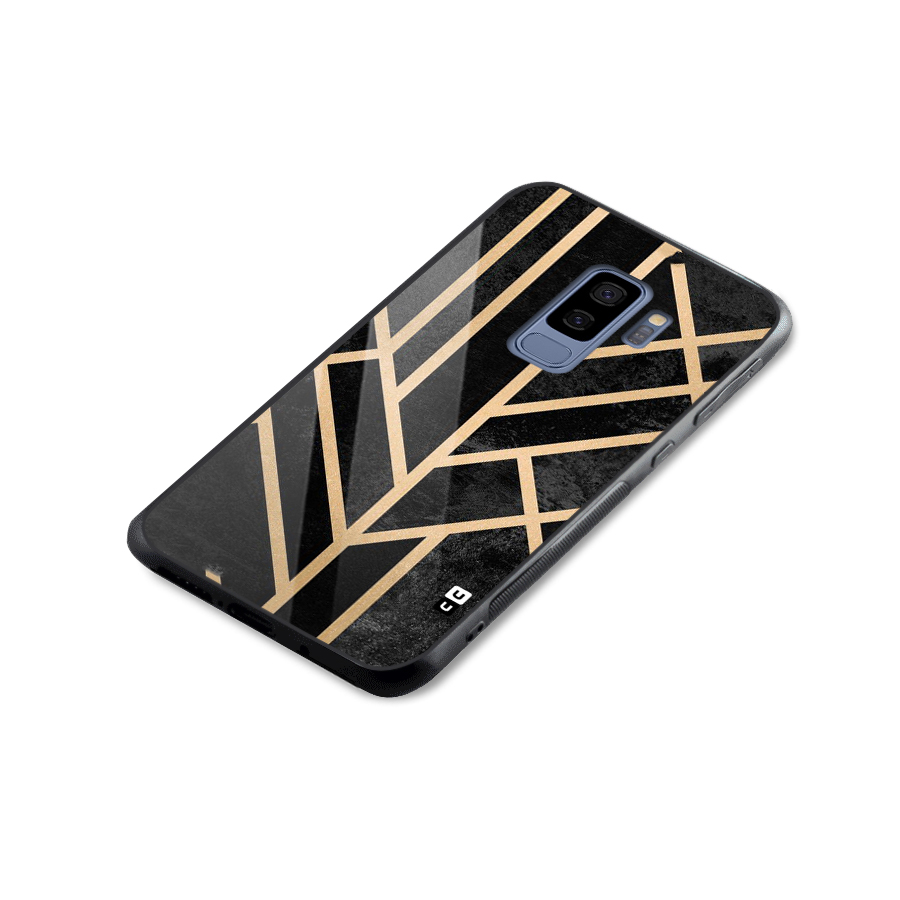 Tri Lines Gold Glass Back Case for Galaxy S9 Plus