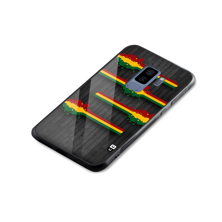 Tricolor Splash Design Glass Back Case for Galaxy S9 Plus