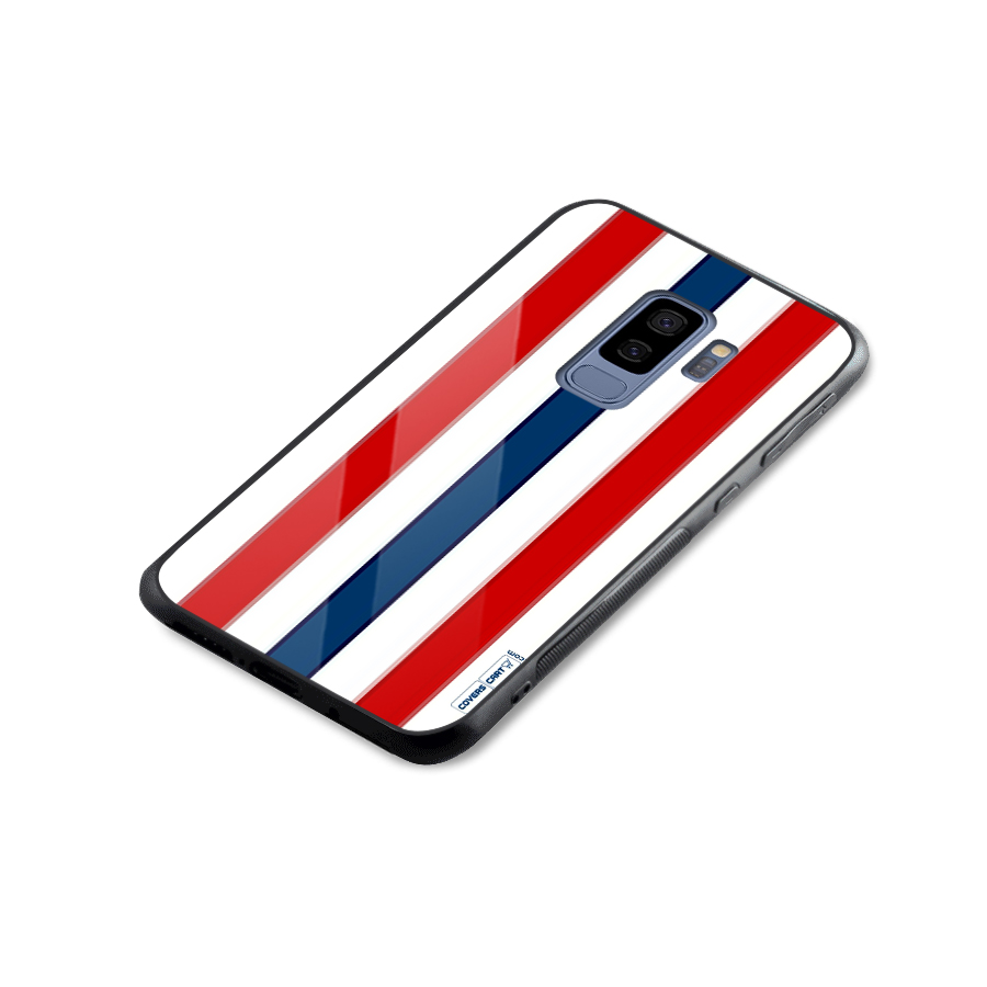 Tricolor Stripes Glass Back Case for Galaxy S9 Plus