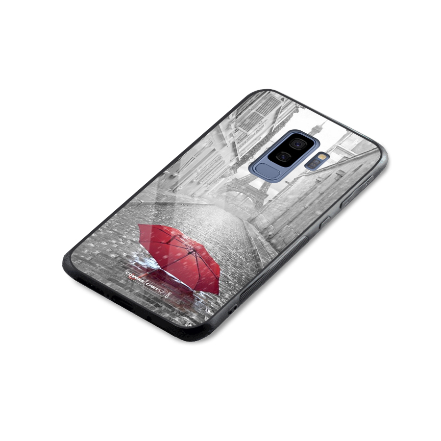 Umbrella Paris Glass Back Case for Galaxy S9 Plus